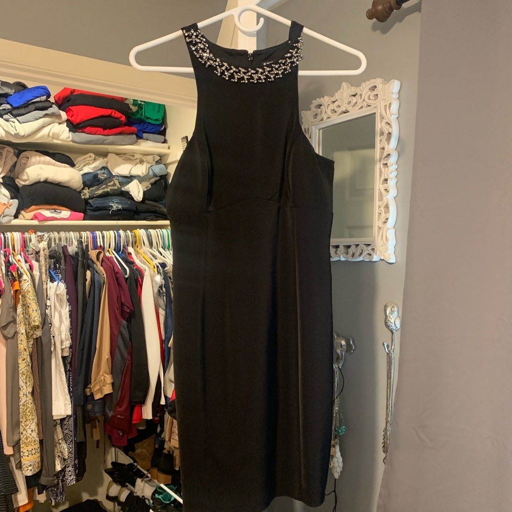 Express Black necklace trim dress